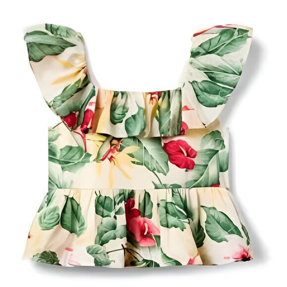 Janie and Jack Kids Girls Boho Summer Resort Tropical Floral Peplum Top Size 2T‎ - Picture 1 of 7
